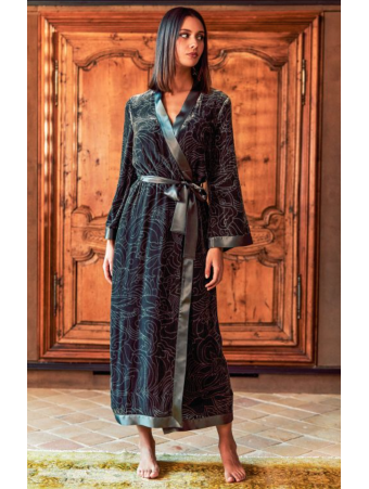 Marjolaine Long velvet dressing gown SYLVIA