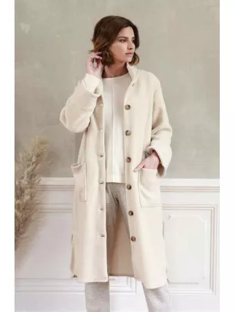 Fleece beige dressing gown TINAEL