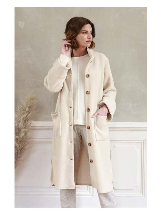 Fleece beige dressing gown TINAEL