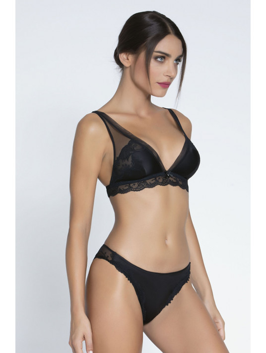 Non wired triangle bra black SPLENDEUR SOIE