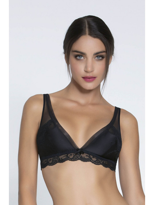 Non wired triangle bra black SPLENDEUR SOIE