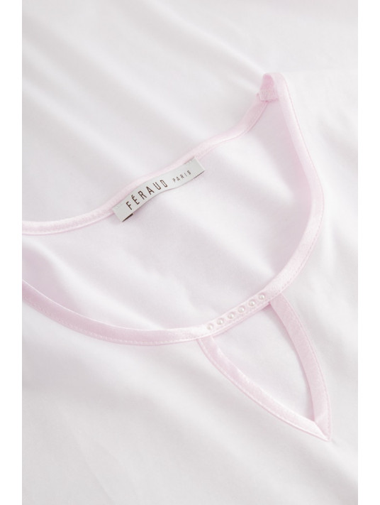 Féraud Long-sleeved long nightdress pink COTTON