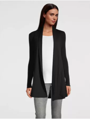 Oscalito Gilet long noir LAINE ET SOIE