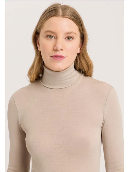 Hanro turtleneck top beige WOOLEN SILK