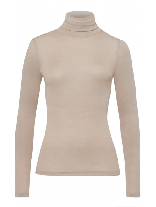 Hanro turtleneck top beige WOOLEN SILK