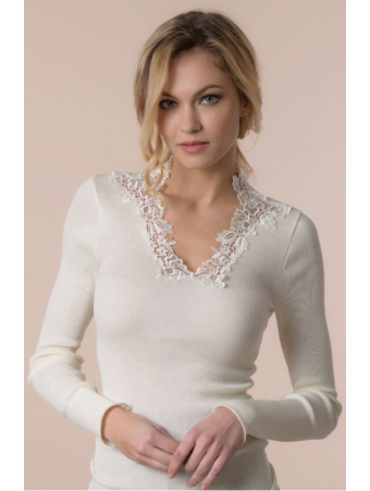 Long-sleeved top ivory...