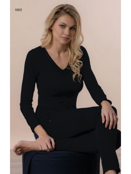 Moretta Long-sleeved top black MODAL CASHMERE