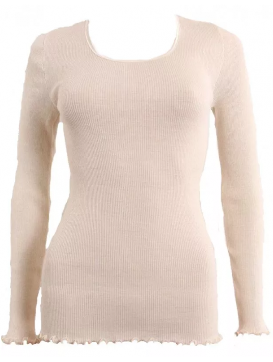 Moretta Long-sleeved top white WOOLEN SILK