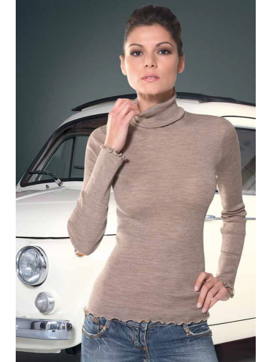 Turtleneck skin top WOOLEN SILK