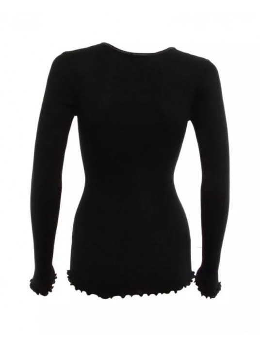 Long-sleeved top black WOOLEN SILK