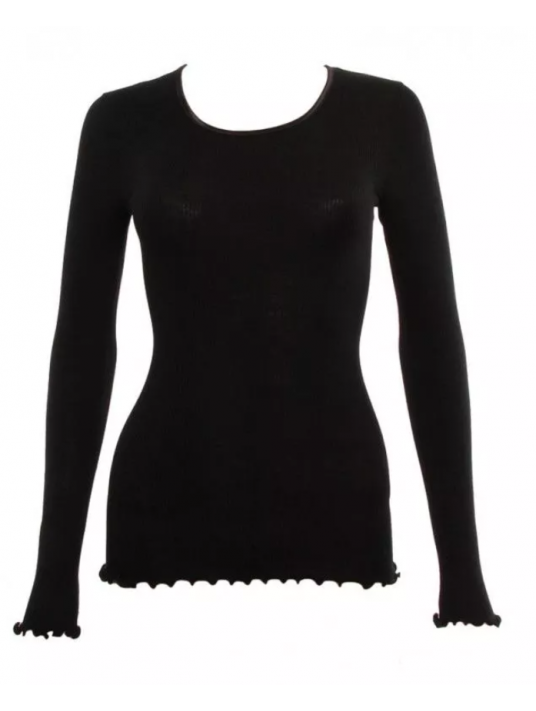 Long-sleeved top black WOOLEN SILK