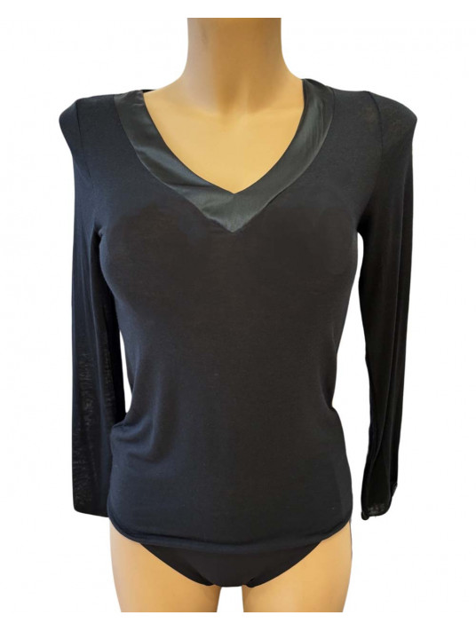 Moretta Long-sleeved top black MODAL CASHMERE