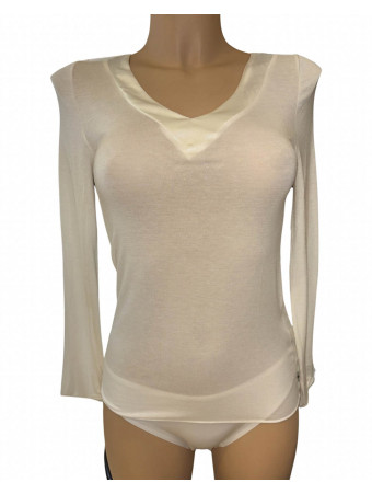 Long-sleeved top cream MODAL CASHMERE