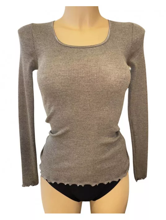 Moretta Long-sleeved top brown WOOLEN SILK Moretta Long-sleeved top brown WOOLEN SILK