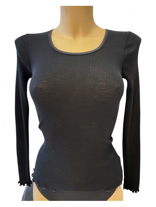 Long-sleeved top black WOOLEN SILK