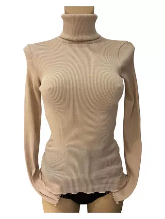 Moretta Top manches longues col montant peau LAINE ET SOIE