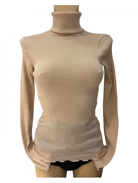 Turtleneck skin top WOOLEN SILK