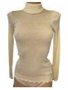 Moretta Top manches longues col roulé écru LAINE ET SOIE 5377
