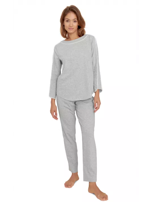 Feraud Pyjama manches longues en coton gris Feraud Pyjama manches longues en coton gris