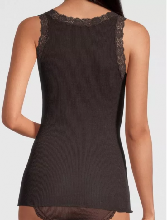 Oscalito Tank top lace chocolate WOOLEN SILK