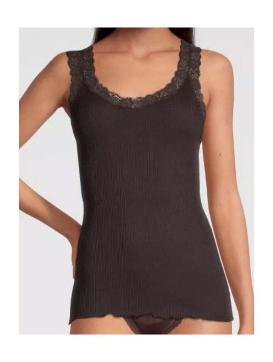 Oscalito Tank top lace chocolate WOOLEN SILK