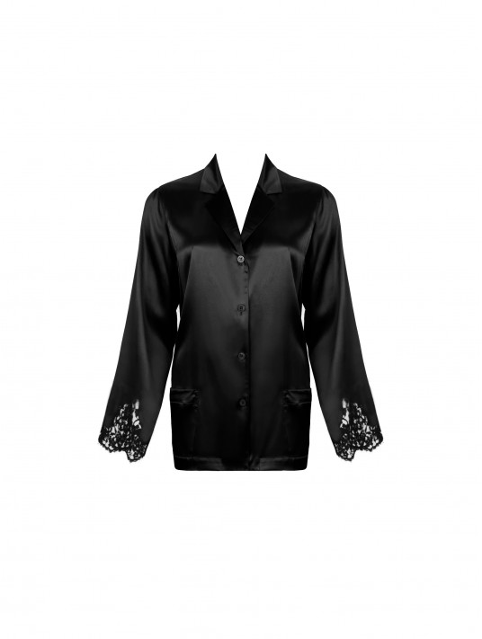 Lise Charmel Veste de pyjama noir SPLENDEUR SOIE