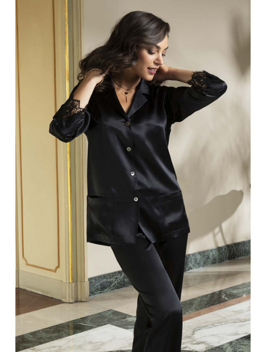 Black silk Pyjamas top Lise Charmel