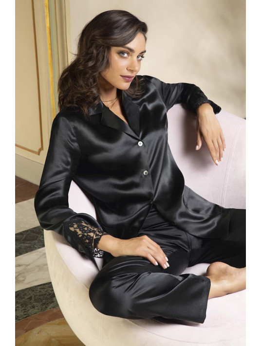Black silk Pyjamas top Lise Charmel