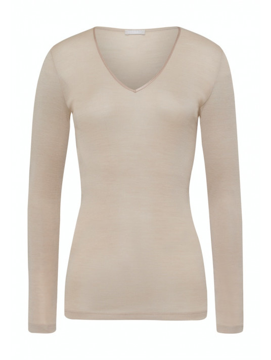 hanro T-shirt manches longues safari LAINE ET SOIE