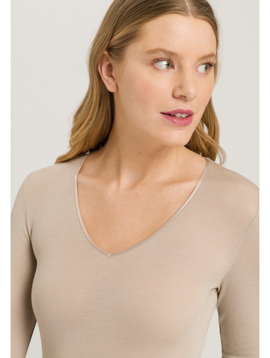 hanro T-shirt manches longues safari LAINE ET SOIE