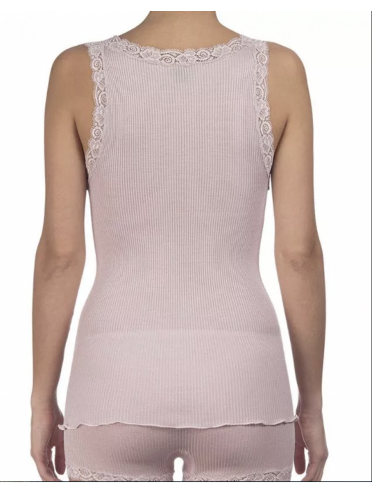 oscalito Top bretelles larges dentelle rose LAINE ET SOIE