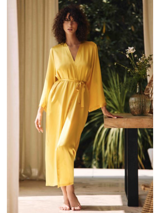 Marjolaine Déshabillé en soie jaune TRACY