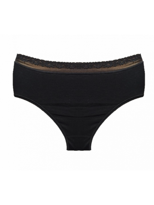 Mid-rise black cotton panty AVET