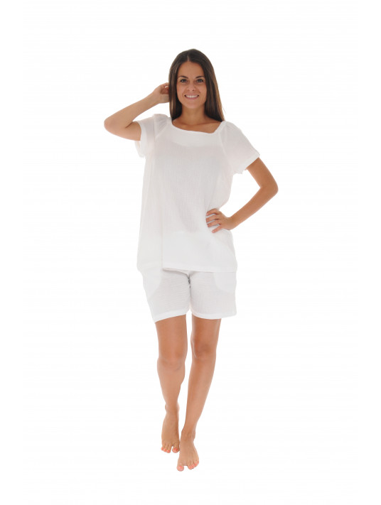 Short-sleeved pyjama cotton gauze EMY