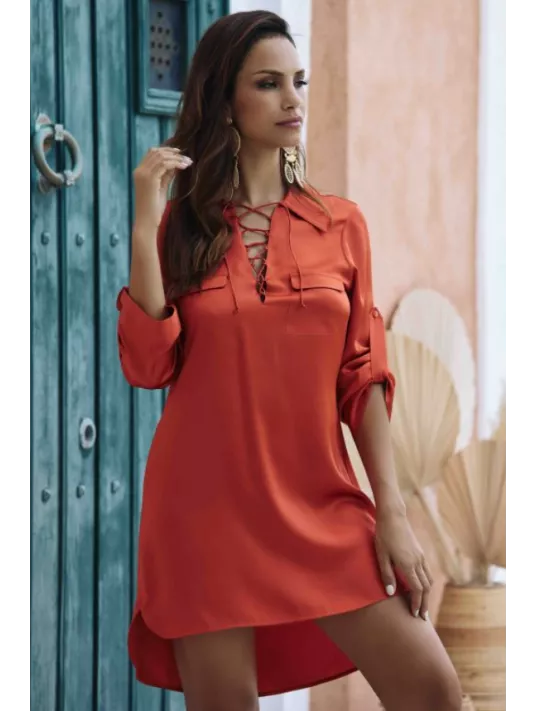 Marjolaine Robe chemise en soie capucine TRACY Marjolaine Robe chemise en soie capucine TRACY