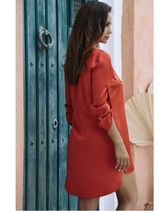 Marjolaine Robe chemise en soie capucine TRACY Marjolaine Robe chemise en soie capucine TRACY