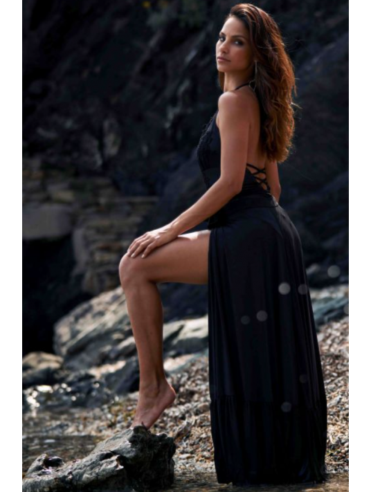 Marjolaine black Wrap skirt THEA