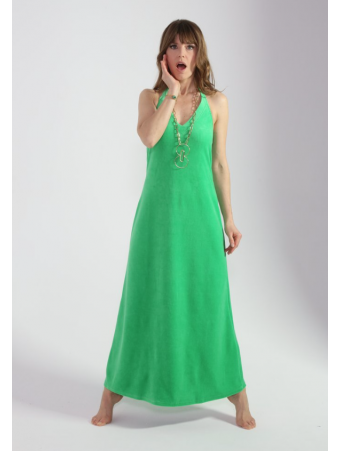 green Terry velvet long dress MIREILLE