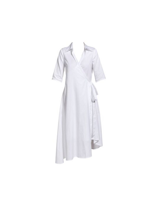 Andres Sarda White cotton wraped dress MAGGIE