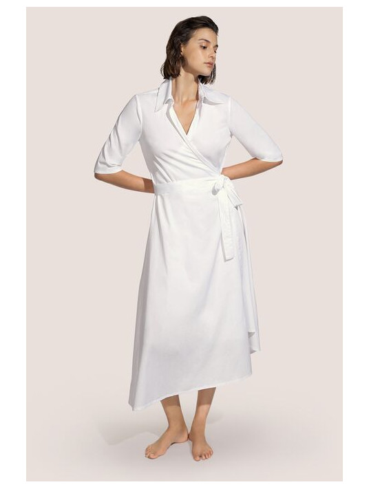 Andres Sarda White cotton wraped dress MAGGIE