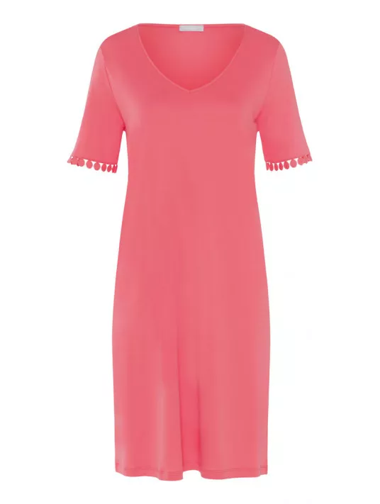 hanro Chemise de nuit manches courtes rose ROSA hanro Chemise de nuit manches courtes rose ROSA