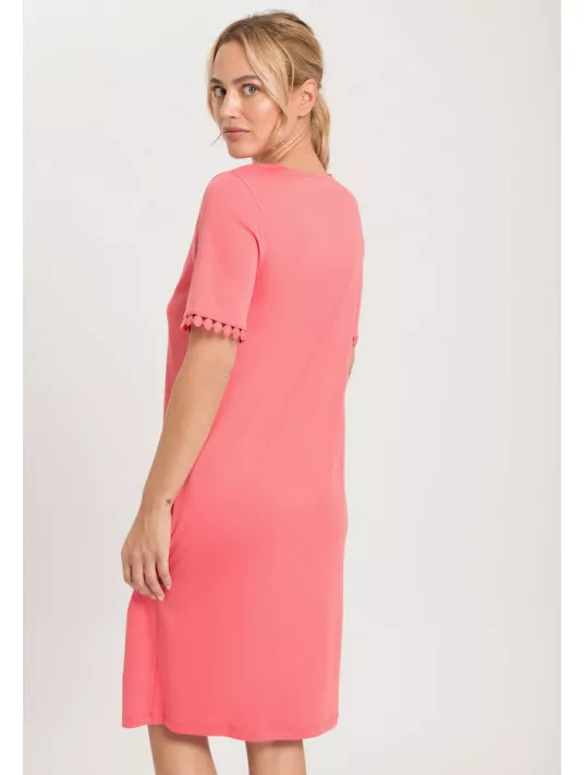 hanro Chemise de nuit manches courtes rose ROSA hanro Chemise de nuit manches courtes rose ROSA