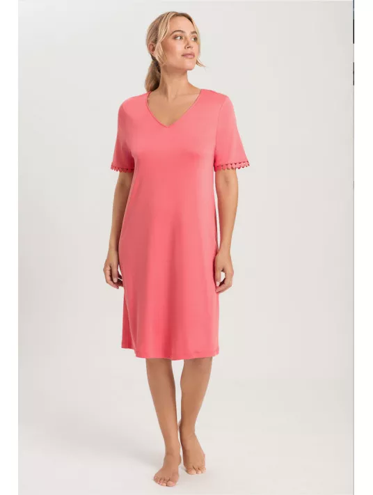 hanro Chemise de nuit manches courtes rose ROSA hanro Chemise de nuit manches courtes rose ROSA