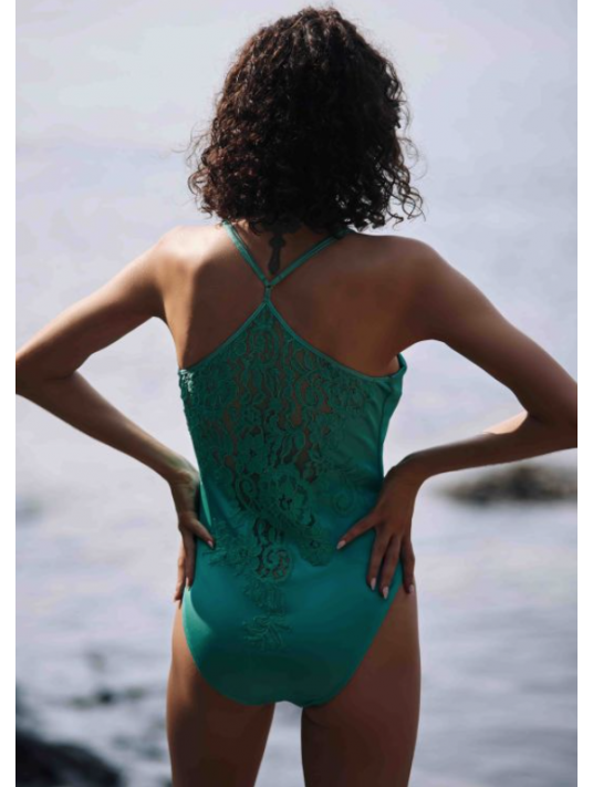 Marjolaine back lace Swimsuit emeraude TORI