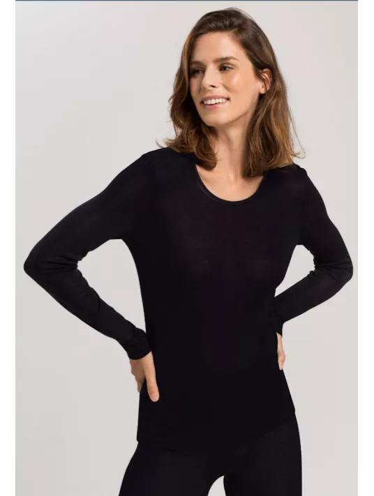 hanro T-shirt manches longues noir SOIE hanro T-shirt manches longues noir SOIE