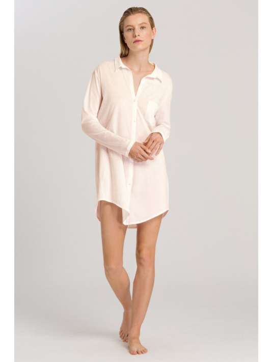 hanro Long-sleeved boyfriend shirt pink COTTON