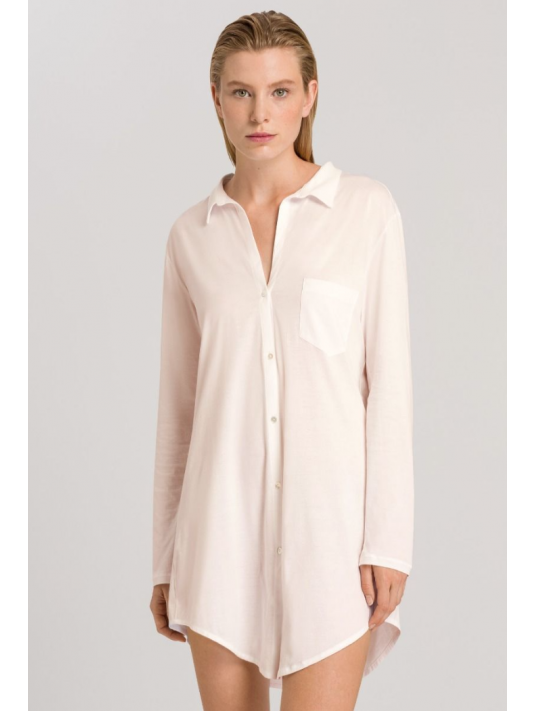 hanro Chemise boutonnée boyfriend rose COTON