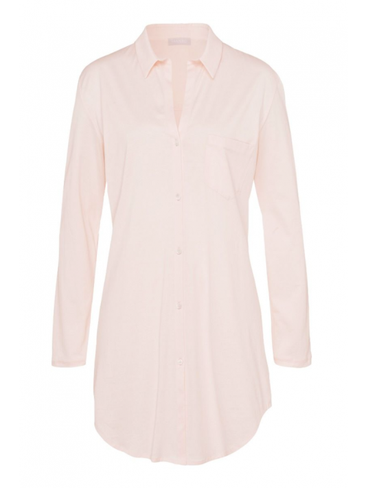 hanro Chemise boutonnée boyfriend rose COTON