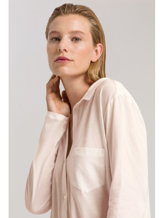 hanro Chemise boutonnée boyfriend rose COTON
