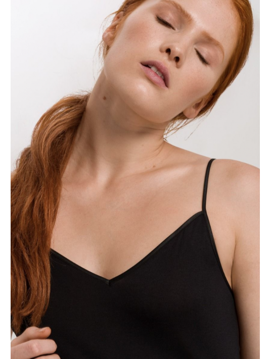 Hanro Spaghetti top black COTTON